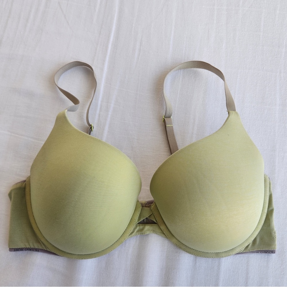 Victoria’s Secret Green Yellow Padded Perfect Coverage Bra Size 36D